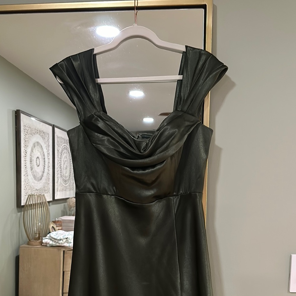 Birdy Grey Olive Satin Shiny Mia Dress - L